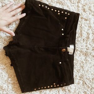 Black denim shorts